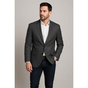 Brooks‎ Brothers 346 Men's 46R Gray Windowpane Wool Blazer Sport Coat Two-Button